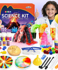Science Kit With Over 60 To 155 Hands On Experiments And A Volcano STEM Lab For Curious Kids Ages 6 Plus shown with girl and tools
