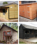Various outdoor storage sheds showcasing potential use for Durable Shed Door Hardware Kit With Hinges Latch Lock And Handle.