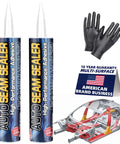 All Surface Auto Seam Sealer Heavy Duty Waterproof Adhesive For Trucks Boats RVs, gloves, guarantee, and car frame