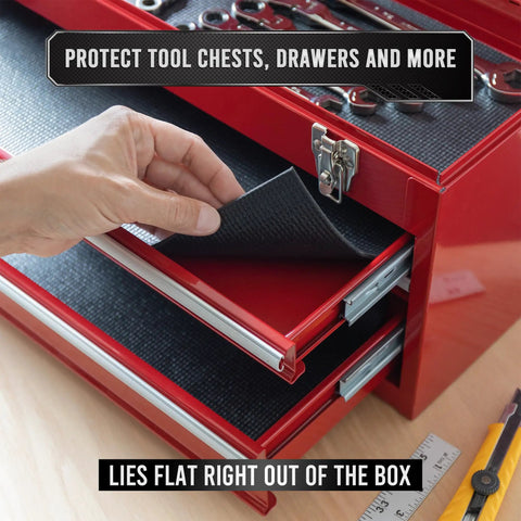 Heavy Duty Tool Box Liner For Tool Chests Drawers And Cabinets Non Slip Thick Shelf Mat Keeps Tools Organized And Protected 24 Ft By 18 In Black Ideal For Home Shop Garage Organization And Heavy Use