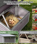 Outdoor Wooden Chicken Coop For 2 To 3 Hens With Nest Box, Waterproof Roof, Predator Proof Latch shown protecting eggs.