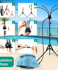 Installation steps of Portable Outdoor Patio Misting System With 15L Water Bucket, 5.3 Ft Adjustable Height Standing Mister.