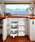 Set Of 3 White Ball Catch Latches For Cabinets And Cupboards Marine Grade Door Closures That Snap With Spring Back Plates Plastic Roller Catches Durable Cabinet Hardware For Home Improvement And Boat Projects. White plastic cabinet latches on marine boat drawers