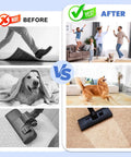 Comparison showing before and after using Non Slip Rug Grippers 16 Piece Carpet Stickers Keep Area Rugs In Place On Tile Stairs And Hardwood Floors Heavy Duty Rug Tape For No Damage And Easy Gripping Black, highlighting secure rugs and active family.