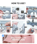 Instructional guide for 200 Sets 9.5mm Metal Snap Button Kit With Upgraded Easy Press Fastener Pliers showing step-by-step usage