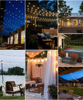 Outdoor String Lights 100 Ft Edison Bulbs Waterproof Warm White 2200K for patio gazebo pergola, evening backyard ambience.