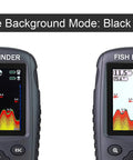 Portable Wireless Fish Finder with Rechargeable Battery, Castable Transducer, black and white display modes shown