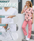 Dachshund Print Scrubs Set For Women All Day Comfort Tops And Pants Multi Profession Nurse Uniform with handy pocket design
