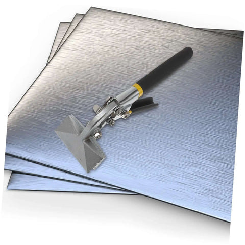 3 Inch Manual Sheet Metal Bender Tool With Straight Jaw Edge Seamer on metal sheets for bending and flattening.