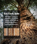 Eco cork side of Double Sided Leather Desk Pad With Eco Cork Backing, Large 31.5 By 15.7 Inch Waterproof Desk Mat shown with tree.