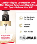 82 Degree Countersink With Tapered Drill Bit And Adjustable Depth Stop For No Marring Woodworking Quick Release Hex Shank