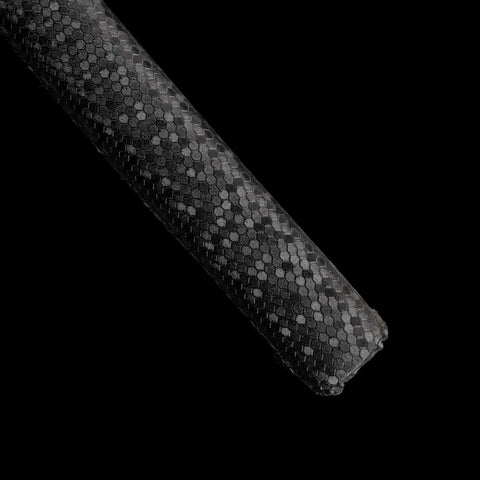 Close-up of the grip texture on Real Carbon Steel Katana for Iaido Practice and Display, Unsharpened Full Tang Samurai Sword.
