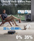 Omnicyclone Robot Vacuum And Mop With 22,000 Pa Blast Suction FocusJet 46,000 Pa Spray cleaning pet hair on carpet