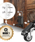 Heavy Duty Workbench Casters Kit 900 Lbs Quick Release With Two Mounting Options, retractable caster installation on wooden workbench.