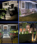 Outdoor Solar Lights IP68 Waterproof 56 LED Garden Path Spotlights illuminating garden path and landscape at night