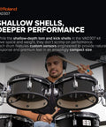V Drums Acoustic Design 5 Piece Electronic Drum Kit With Shallow Depth Wood Shells TD17 Sound Module in action
