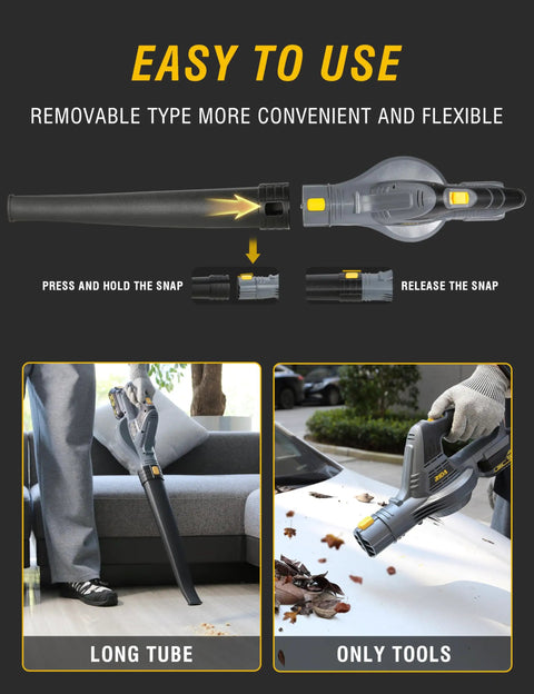 Lightweight Cordless Leaf Blower With 2.0Ah Dual Batteries And Fast Charger being used for car dust cleanup and home cleaning