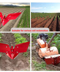 Rear Tine Tiller Furrower Kit With Three Adapter Types, Adjustable Plow Wings in farmland and garden use for crop growth