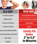 Comparison chart highlighting the Innovative Drywall Repair Kit With 2 Inch Hole Patch And Spackle for easy wall fixes without tape.