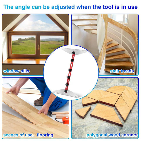 Fo Sho Spot On Stair Tread Template Tool Heavy Duty Aluminum Step Layout Jig measuring stair treads and window sills for DIY projects.