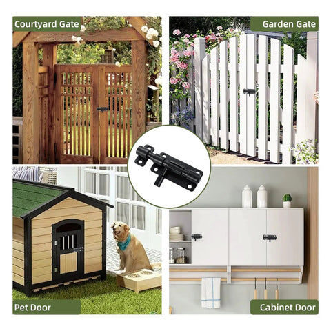 Heavy Duty Door Barrel Slide Bolt Latch Rock Solid 304 Stainless Steel Rust Proof Gate Lock on a garden gate.