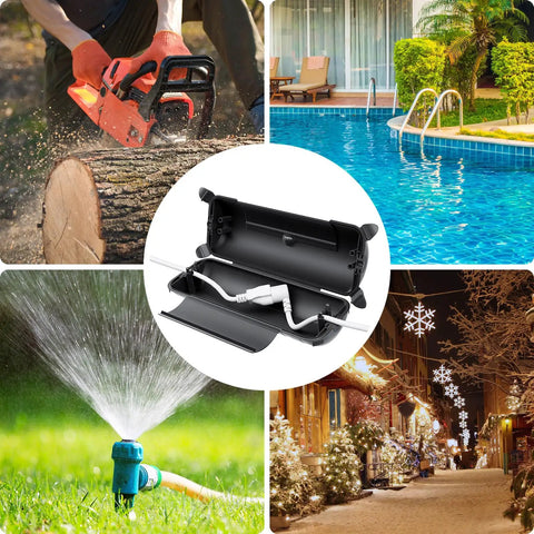 Tough As Nails Outdoor Extension Cord Cover And Weatherproof Electrical Outlet Protector Box, 11.4 x 4.3 x 3 inches, for yard use.