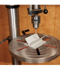 Top Notch Drill Press Table V Block Accessory offers sweet support for round stock, securely positioned on a drill table.