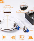 Ultra Thin 4 Inch LED Recessed Downlight Canless With Junction Box, Dimmable 10W features and components overview.