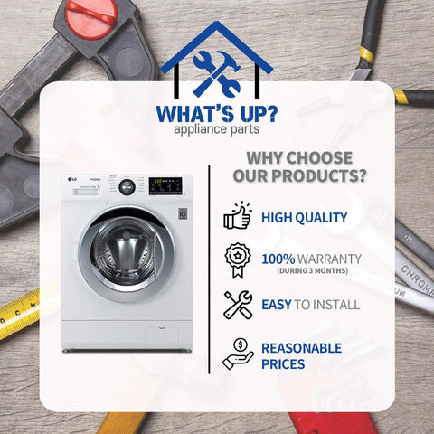 Washer Shaft And Tube Assembly Replacement For GE Washers displayed with tools, highlighting features like warranty and quality.