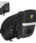 Aero Wedge Pack With Strap Mount For Bike Seat Post, large black storage bag in 1200D polyester with quick release straps
