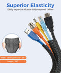 Cool Cable Sleeve Kit That Keeps Your Pets Off Wires And Saves You From Messy Cords On The Desk Or TV Stand With Easy Split Design For Super Simple Setup Today, 10ft black braided PET, 13mm-20mm