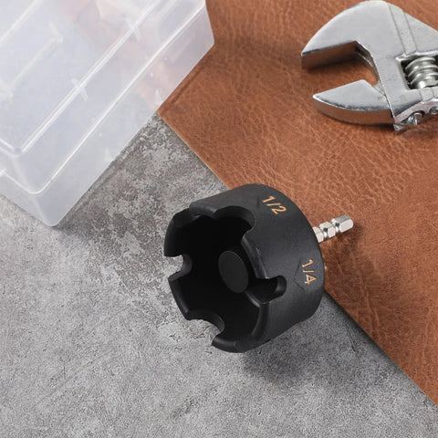 Heavy Duty All Thread Nut Runner And Bolt Extractor Tool for fast removal, showing size markings for 1/4, 1/2 inch rods.