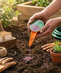 Handheld Seed Planter Tool with Five Level Adjustable Seeder for Tiny Seeds Seed Spreader Seed Dispenser and Sower in use in garden