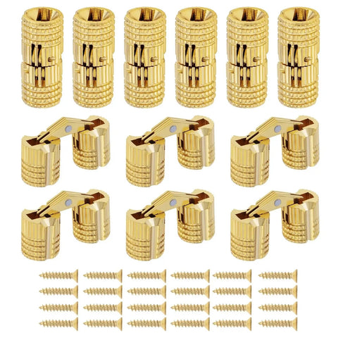 Dope 8mm Barrel Hinges Hidden Brass For Jewelry Boxes Cabinets And Doors With 180 Degree Opening Pack Of 12 Concealed Hinges Polished Gold Finish