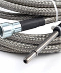 Straight Shot Stainless Steel Braided Fuel Line Quick Fix Kit For 1999 To 2003 Chevy Silverado GMC Sierra V8 Gas Flex Line Upgrade detailed view of braided stainless steel fuel lines with fittings.
