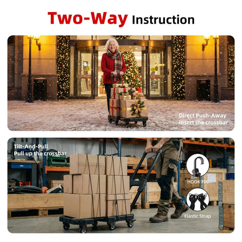 Heavy Duty Folding Dolly Cart With Six Wheels Portable Hand Truck For Moving Groceries Boxes And Small Furniture Up To 550 Lbs No Assembly