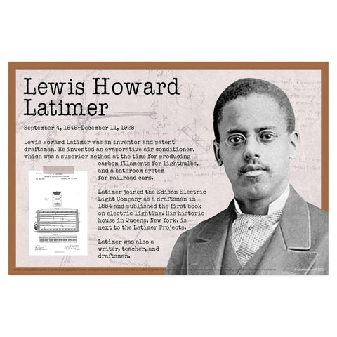 Lewis Latimer poster from Eight Black History Inventors Posters Set for Classrooms 12 X 18 Inches Each Made in USA