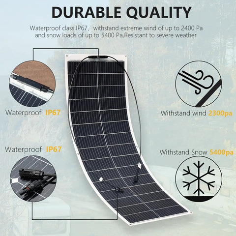 Flexible 100W Solar Panels Kit With 30A Controller For Off Grid 12V Battery System Monocrystalline Cells Built Tough IP67 Weatherproof