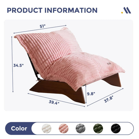 Two In One Living Room Chair With Frame And Removable Cover, Three Position Backrest, Upholstered Accent Chair, Pink