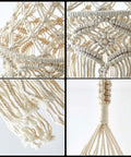 Close-up of handmade macrame detail on Cozy Boho Plug In Pendant Light With Handmade Macrame Shade 15 Foot Hanging Cord LED Bulb Included With Adjustable Color Temperature 2700K 4000K 5000K On Off Switch Ideal For Bedroom And Living Room Decor