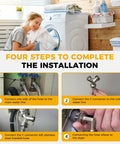 Steam Dryer Hose Installation Kit 6ft by AMI PARTS with stainless steel braided hose, 90° elbow infographic
