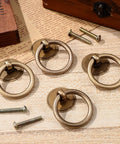 Vintage Brass Drawer Pulls 4 Pack Ring Handles With Screws For Dresser Cabinets And Furniture Hardware Retro Bronze Finish