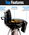 Grill with elevated cooking grate that frees up grill space for tailgating and backyard BBQs heavy duty stainless steel fits Weber and other grills adds 180 extra square inches for ribs veggies and big feasts