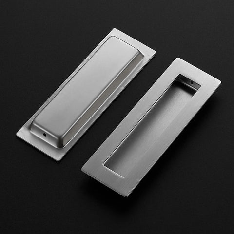 2 Pack Pocket Door Handles For Sliding Closet Doors, Five Point Nine Inch Flush Barn Door Pulls In Brushed Nickel, Rectangular Recessed Closet Door Handles, Solid 304 Stainless Steel Construction, Durable Corrosion Resistant Hardware