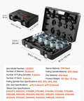 Pull and Press Sleeve Kit, 28 Piece Set, Heavy Duty Steel Bush Removal and Insertion Sleeves With Carrying Case, open case view