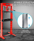 20 Ton Hydraulic Shop Press With H Frame Adjustable Floor Stand Red Beefed Up Steel Frame For Bending Straightening