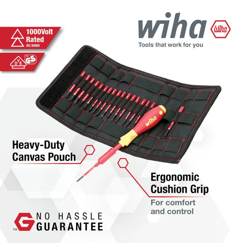 Insulated SoftFinish SlimLine 19 Piece Blade Set With Ergonomic Handle on heavy-duty canvas pouch, visible branding