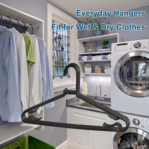 Straight Up Solid 50 Pack Plastic Hangers With Four Swivel Hooks Ultimate Space Saving Closet Organizer For Everyday Clothes Scarves Tanks And Wall Mounted Heavy Duty Wardrobe Rack Heavy Lifters
