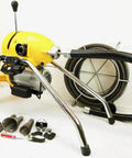 Heavy Duty Sectional Pipe Drain Cleaner With A Powerful 1.5 Hp Motor And 110V Setup showing the machine and accessories on a flat surface.