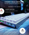 Image showcasing Level Up Your Daily Grind With This Renewed Wired Mechanical Keyboard Featuring Snappy Brown Switches and Vivid RGB Lighting, with Cherry MX2A switches.